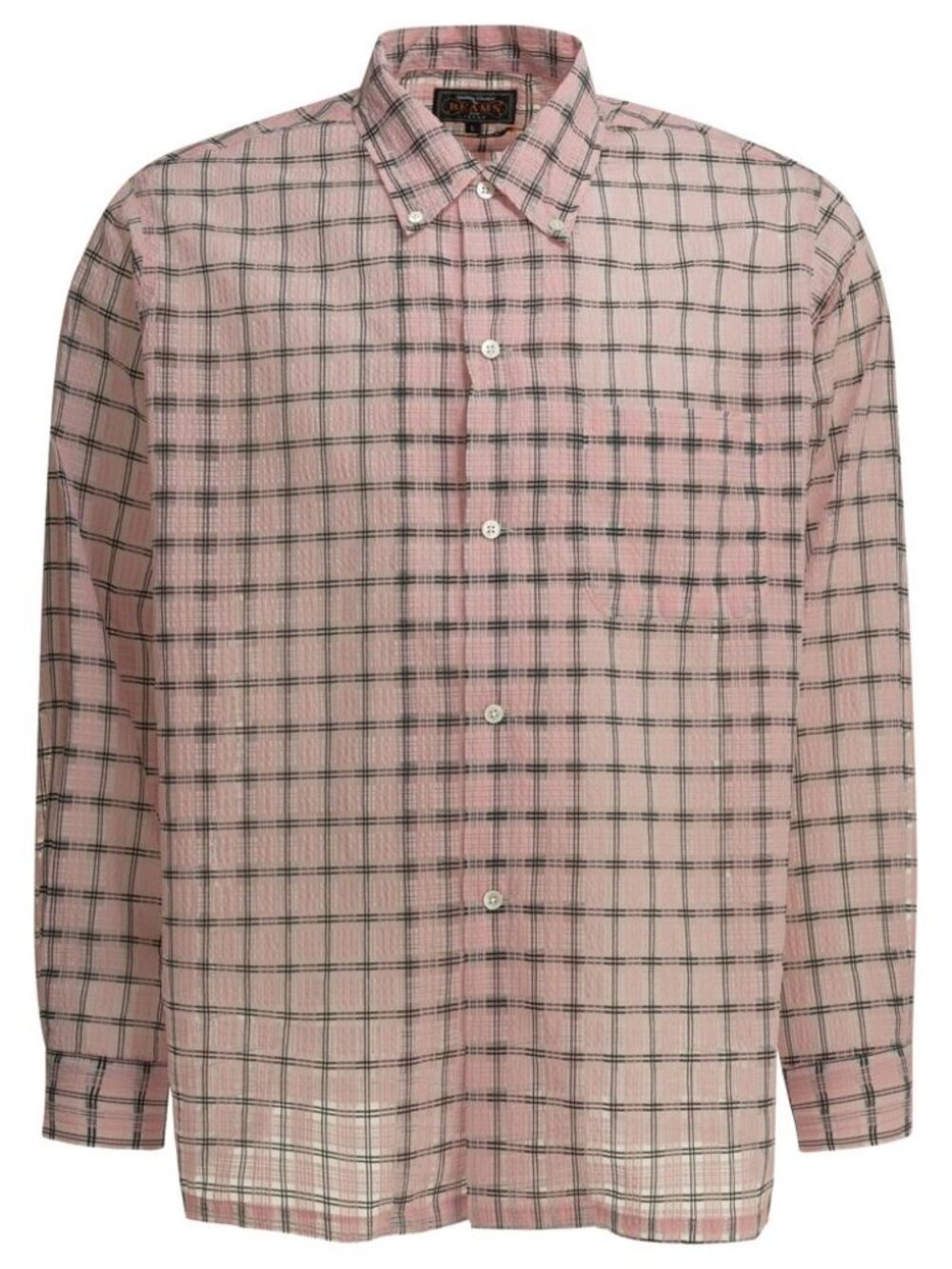 Beams Plus Open Bd Nylon Airy Plaid Casual Shirt Tag Size L Men